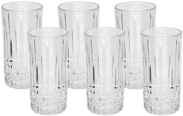 Jogo de 6 Copos Long Drink Vidro Texturizado 350ml