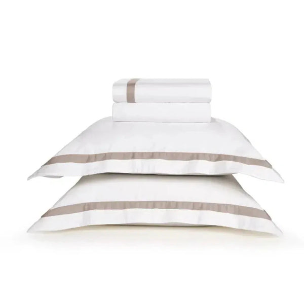 Jogo de Cama King Vercelli 4 Pçs 300 Fios 100% Algodão Egípcio Branco / Nocciola Trussardi