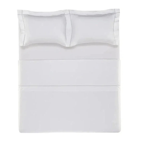 Jogo de Cama Queen Girelli 4 Pçs 300 Fios 100% Bambu Branco / Platino Trussardi