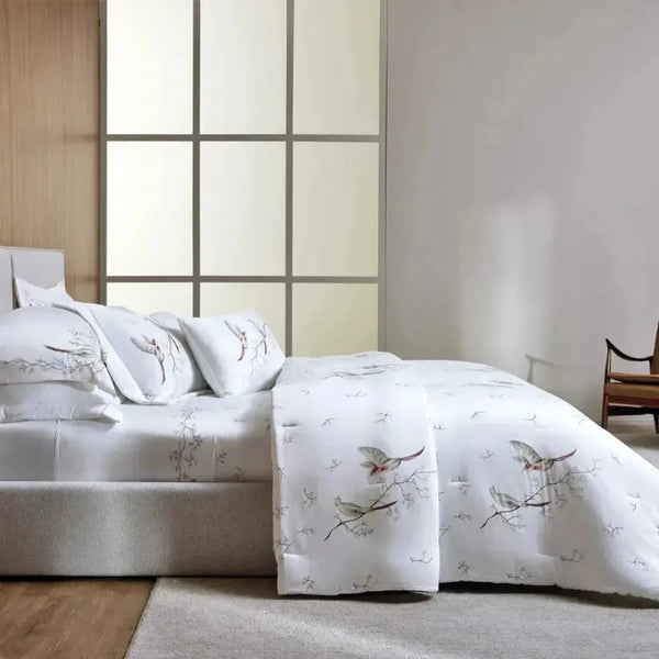 Jogo de Cama Queen Uccelli 4 Pçs 300 Fios Cetim 100% Bambu Trussardi