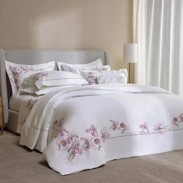 Jogo de Cama King Le Iris 4 Pçs 300 Fios Cetim 100% Algodão Egípcio Trussardi
