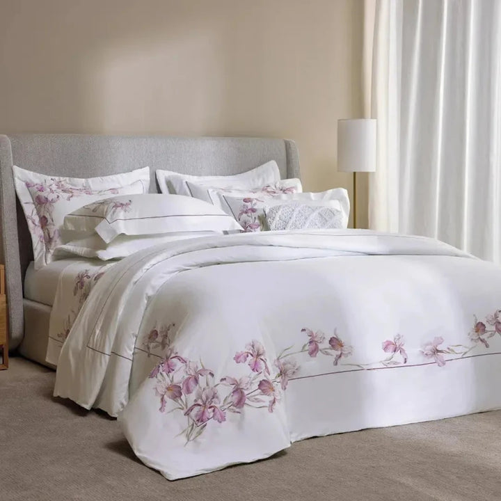 Jogo de Cama King Le Iris 4 Pçs 300 Fios Cetim 100% Algodão Egípcio Trussardi